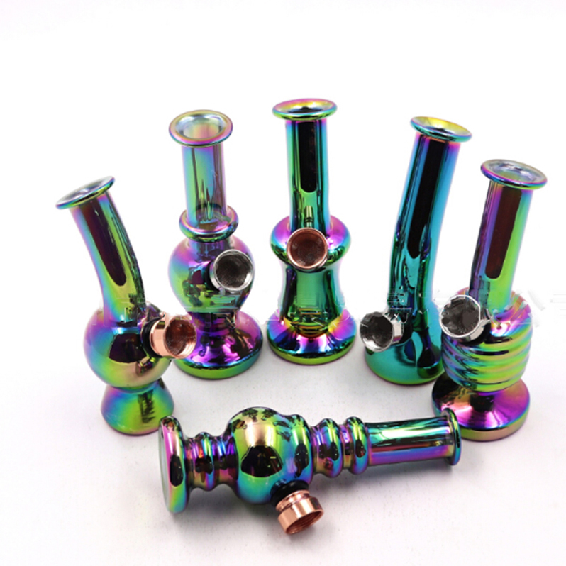 

Mini Glass Bong Recycler Dab Rig Water Bongs Glass Rainbow Color Smoking Hand Water Pipes 4.9 Inches Bong Recycler DHL