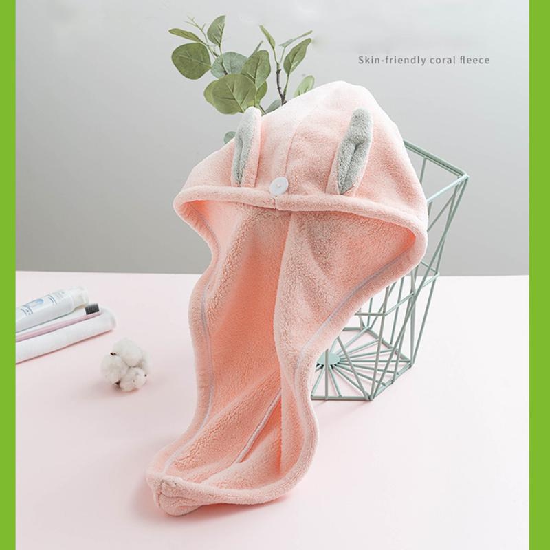 

Lady Hair Drying Hat Women Thickened Absorbent Quick Drying Towel Cartoon Shower Cap Hair Towel for Woman, Pink