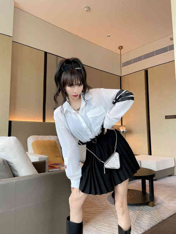 

Skirts short SS fashion skirt women tops Street Style Pleated skirts Limited edition belt bag shirt dress Recycled polyester texture fabric RFSX, Black