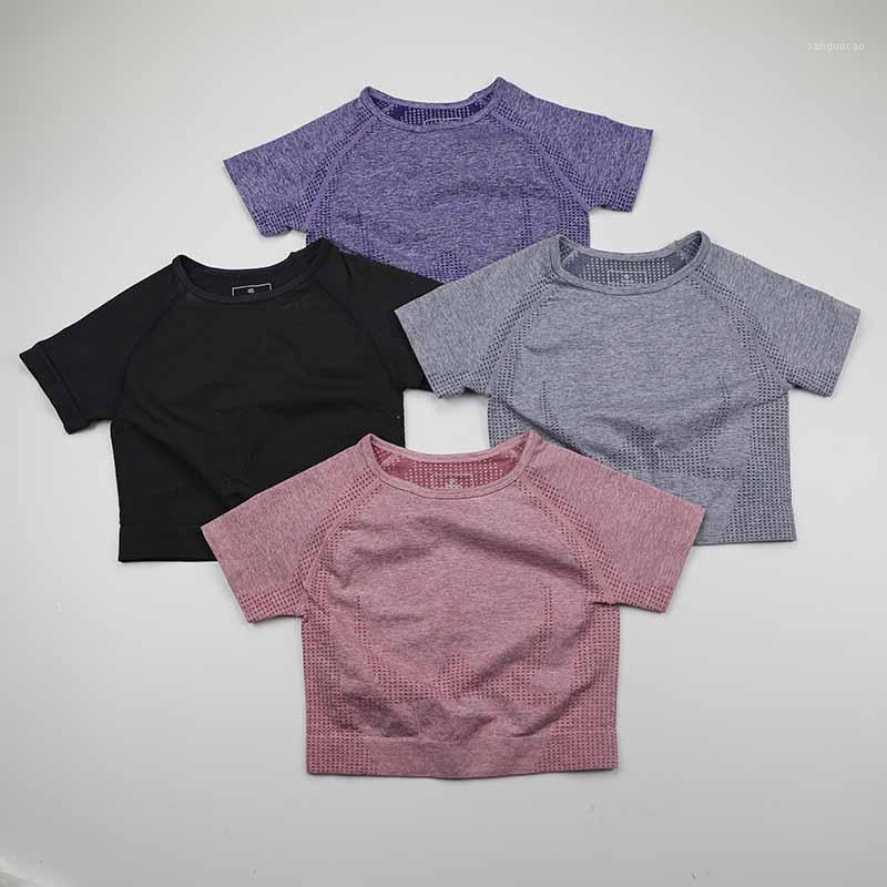 

Solid Color Vital Seamless Yoga Shirt Women Fitness Short Sleeve Crop Top Workout Tops Gym Clothes Sportswear Running T-shirts1, Black
