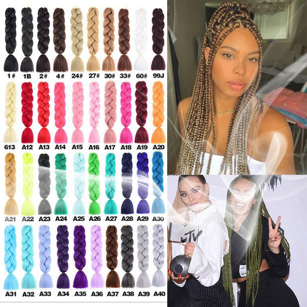 

Jumbo Braiding Hair Extensions Braiding Hair 24 Inch Ombre Multiple Tone Colored Synthetic Hair 100G/PCS for Women, A27