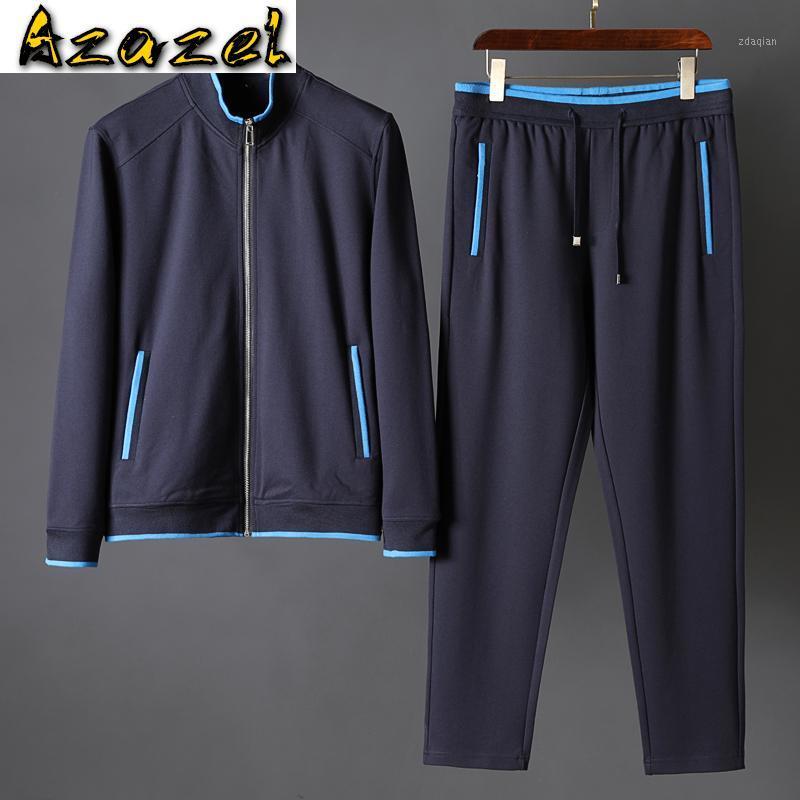 

Azazel Mens Sets (sweatshirt+pants) Luxury Stand Collar Zipper Sweatshirt Men Autumn Winter Slim Fit Man Set With Pants 4XL1, Blue