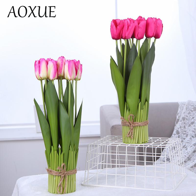 

12 heads tulips potted simulation fake flower bouquet home living room bedroom table shelf placed flowers wedding decoration, Orange
