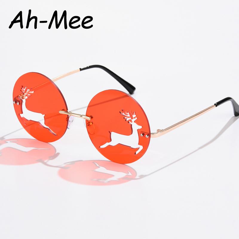 

Rimless Round Women's Sun Glasses Alloy Hollow Sunglasses Deer Decoration Party Glasses For Female Eyeglasses UV400