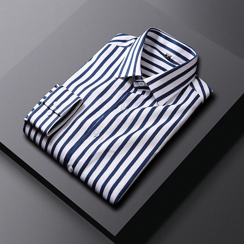 Chemise pour hommes Bouton à rayures non imprimé Collier Travaux quotidiens Travaux à manches longues Business Basic Wine Wine rouge N3Sv #
