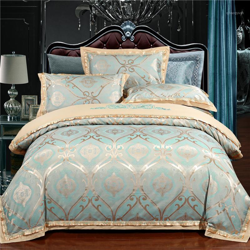 

Cotton Sateen Jacquard  King size Bedding Duvet Cover Set European Style Zipper Bed Set Vintage Jacquard Duvet Quilt Cover1, Color 2