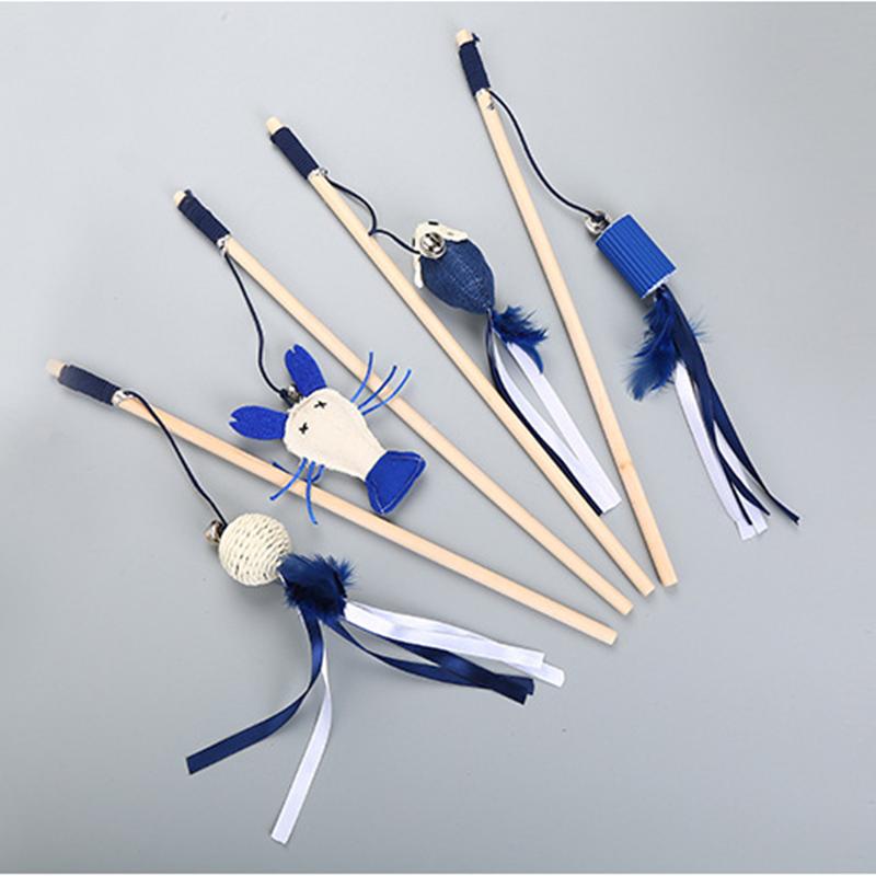 

1PCS Hot Sale Pet cat toy Cute mouse shrimp Feather dog toy cat tease wooden stick for cats Products For kids pets with bell