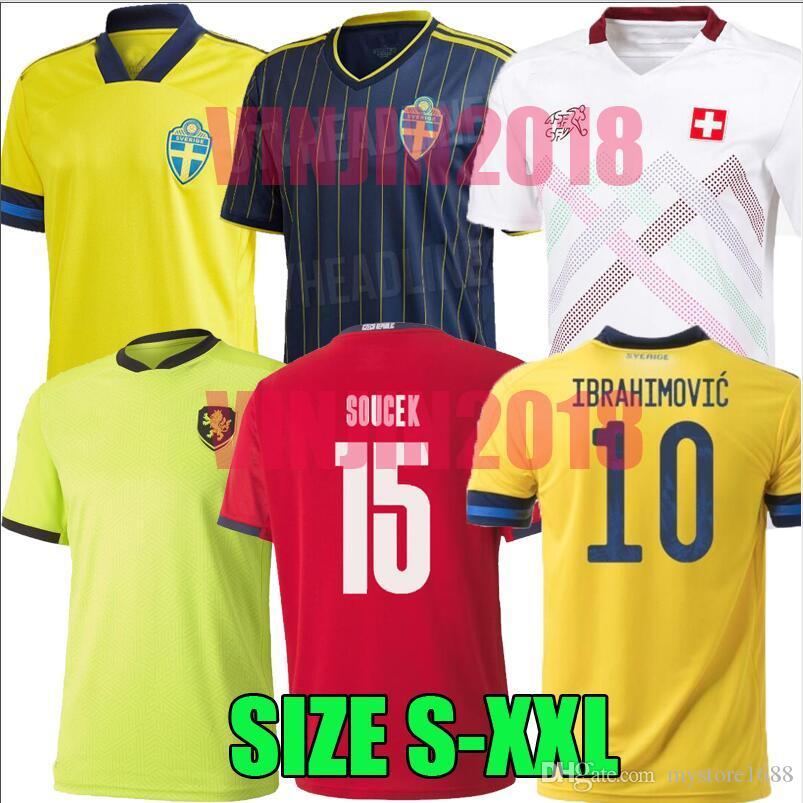 

2020 2021 Switzerland soccer jersey Sweden suisse 20 21 Czech Republic SOW BEHRAMI EMBOLO SEFEROVIC IBRAHIMOVIC football shirts uniforms, Sweden home