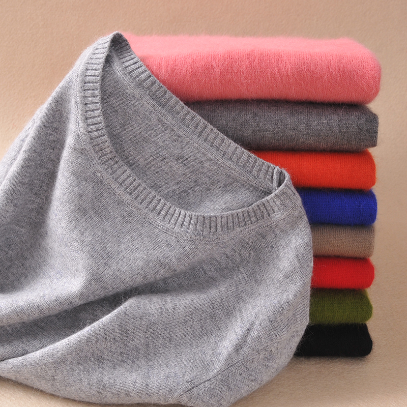 

2021 High quality Winter/autumn Oneck Shirts 12-color 100% Cashmere and Knitted Wool Sweater Ladies Jumpers Soft Women's Clothes 2QK4, Oneck color 12.