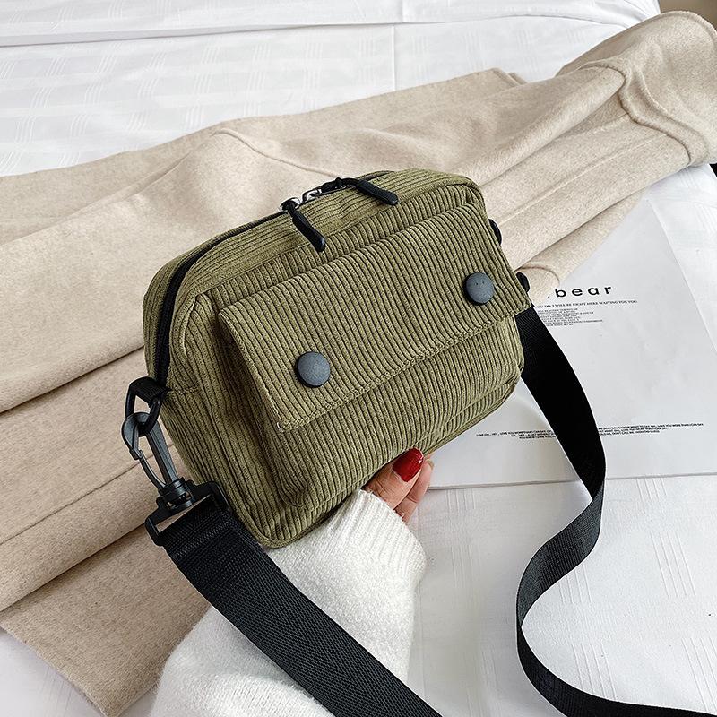 

New corduroy fashion messenger bag Korean retro leisure bag, Black