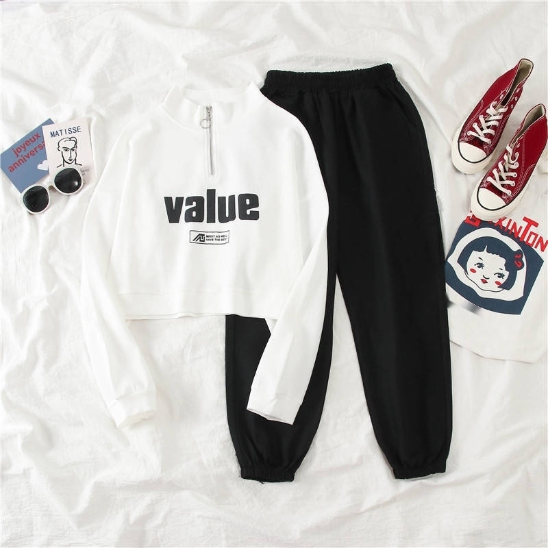 

00Y99 Women's Korean-style pants zipper sweater nine-point harem women's autumn short nine pantsSweater ankle-length pants Nine loose campus, Gray