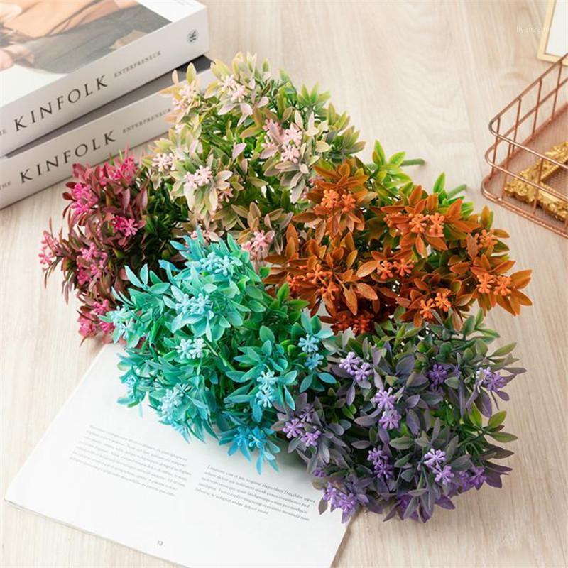 

10P Fake Plastic Flower 11" Length Simulation Spray Color Greenery Pointed Leaf for Wedding Home Artificial Plants1, Orange