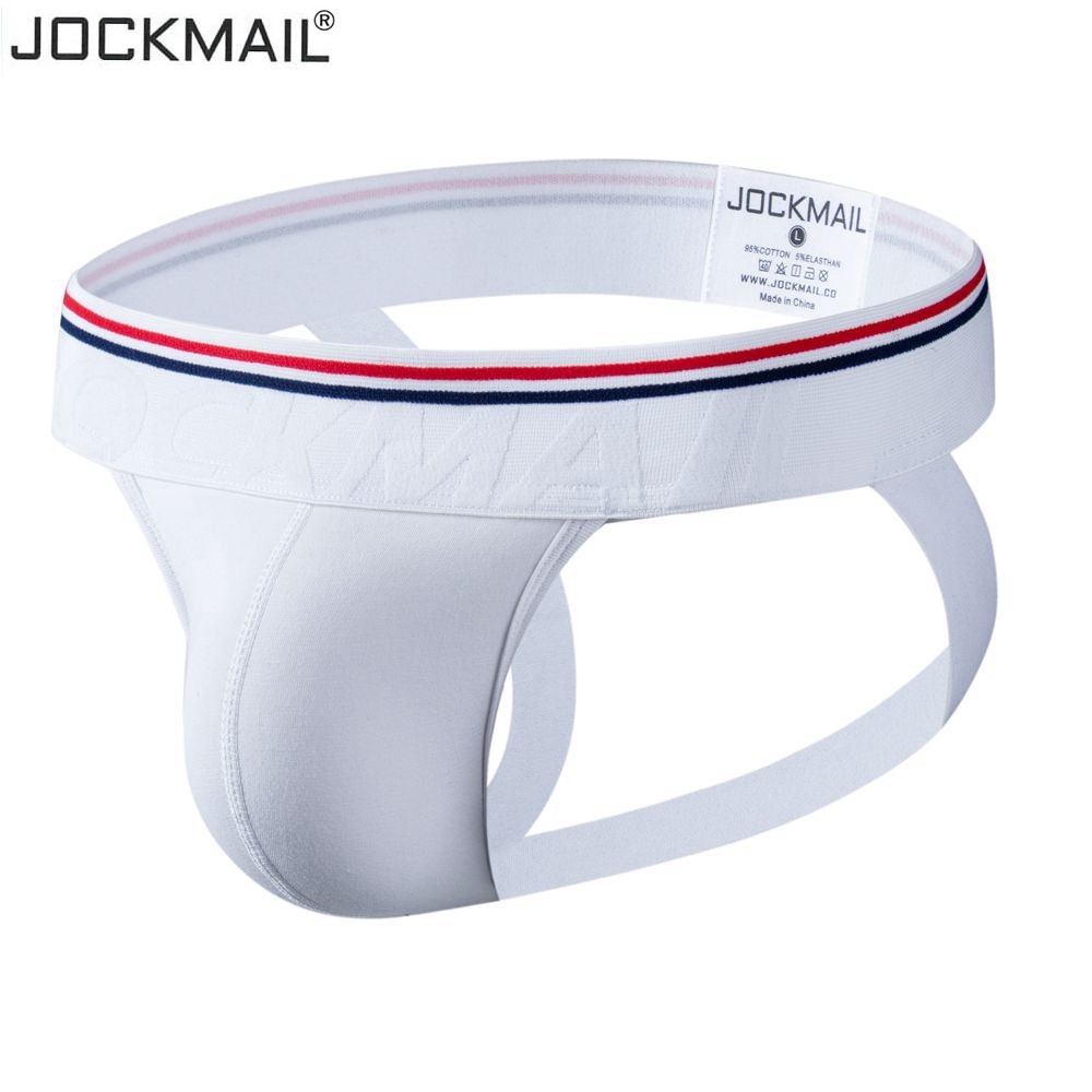 

JOCKMAIL Jockstrap Men Underwear Sexy Mens String Bikini Briefs Slip Cotton Gay Mens Panties White