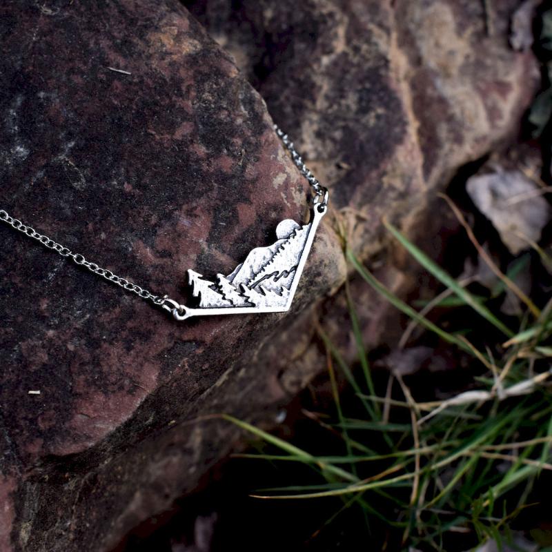 

10pcs Adventure Awaits Mountain Landscape Necklace pine tree Wanderlust Jewelry