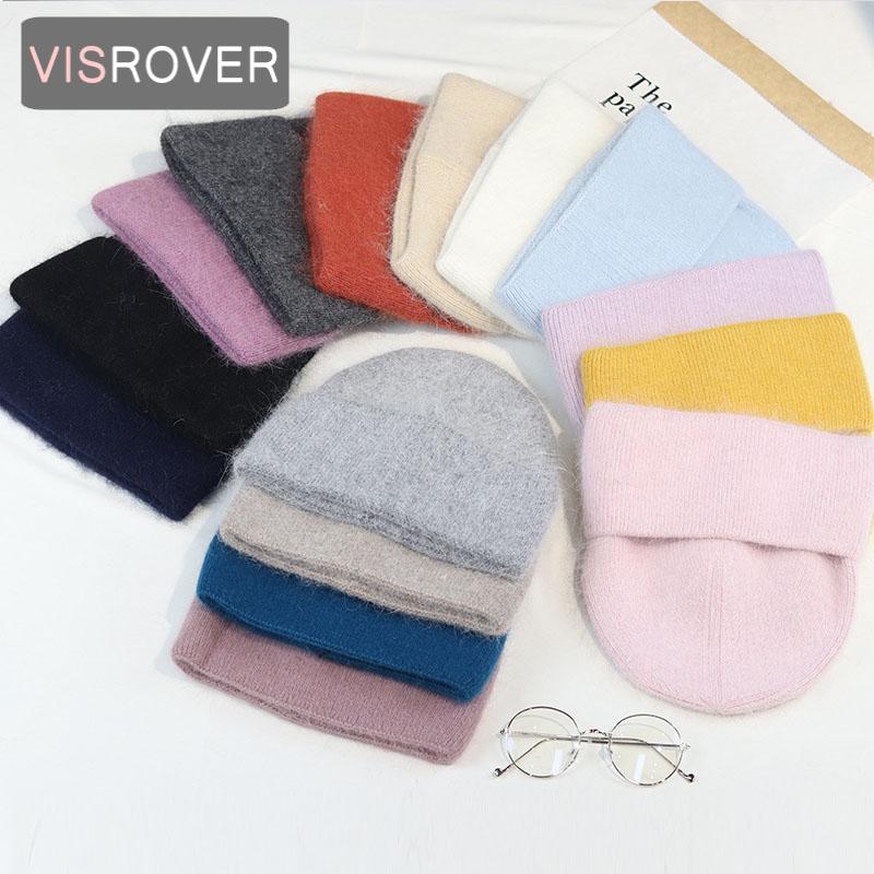 

VISROVER 15 colors solid fur beanies winter hat for woman best matched acrylic woman Autumn Warm skullies gift Wholesales