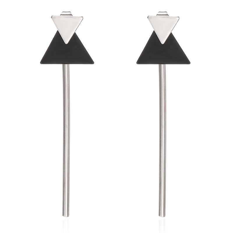 

Simple And Versatile Geometric Double Triangle Earrings Female Long Temperament Metal Strip Earrings Women