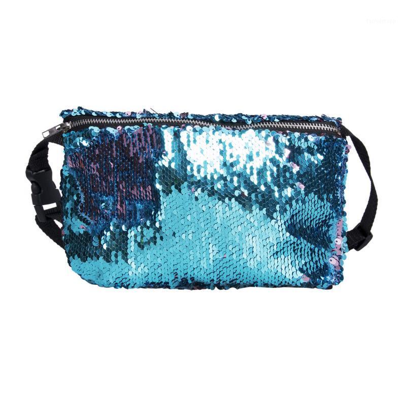 

2020 New Fashion Women Waist Packs Reversible Sequin Glitter Waist Fanny Pack Belt Bum Bag Pouch Sequined Solid Packs1, Black