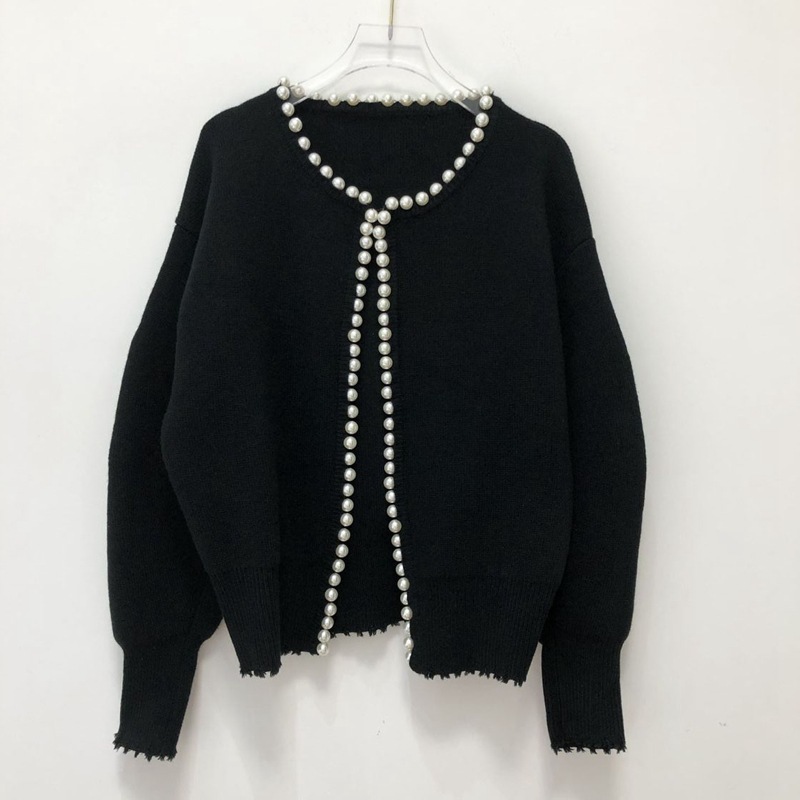 

Autumn 2021 New Black Celebrity Mesh Cardigan Lantern Luxury Designer Sweater Woman Clothes 22x5 4UST, White