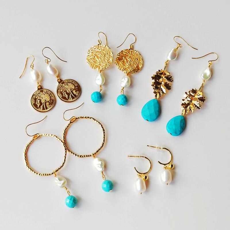 

Lii Ji Real 925 Sterling Silver Hook Baroque Pearl Turquoise Boho Earring Drop Earring Women Jewelry