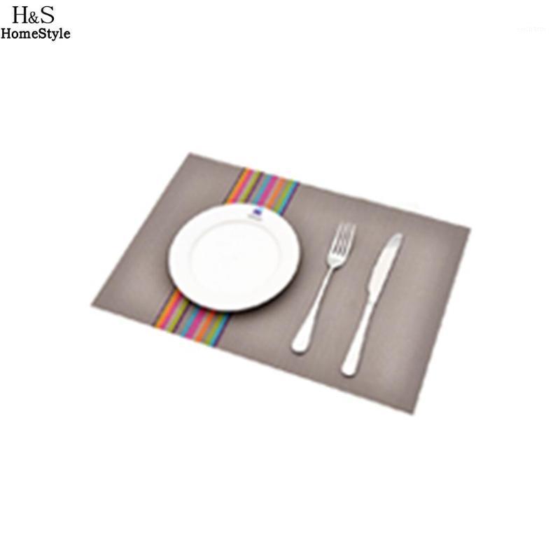 

Striped Kitchen Square PVC Print Color Contrast Table Mat Placemat1