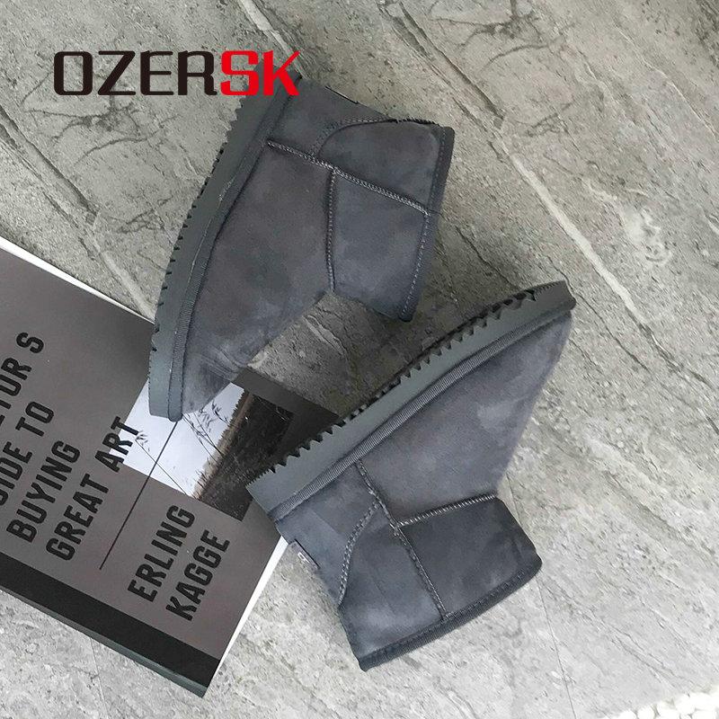 

OZERSK Brand Hot Sale Woman Winter Boots Warm Fur Snow Woman Boots 2020 Round Toe Winter Women Shoes Slip On Ankle, Khaki