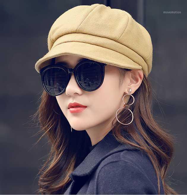 

wool Women Beret Autumn Winter Octagonal Cap Hats Stylish Artist Painter Newsboy Caps Black Grey Beret Hats1, Orange