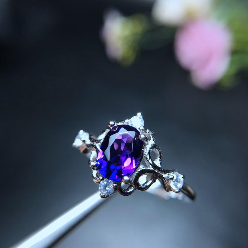 

Cluster Rings MeiBaPJ Natural Amethyst Gemstone Fashion Ring For Women Real 925 Sterling Silver Fine Jewelry