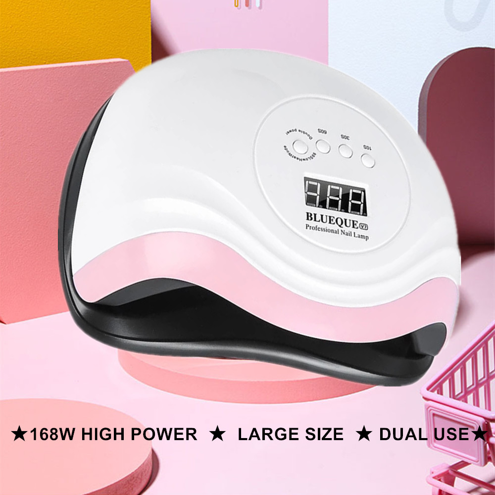 

168W UV Nail Lamp 36 LED Light Quick Dry All Gels Auto Sensing Painless Mode LCD Display Nail Art Kit, White