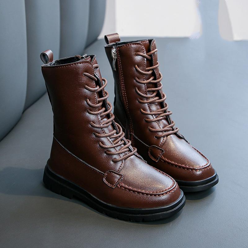 

Children Boots Girls Keep Warm Kids Thicken Snow Short Waterproof Leather Shoes Black Brown SSJ124, Ssj124black