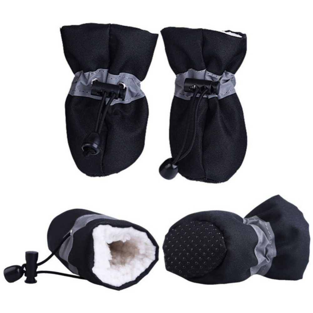

4pcs/set Pet Winter Warm Soft Cashmere Anti-skid Rain Shoes For Dog Pet Windproof Soft Footwear Anti-slip Waterproof Shoes