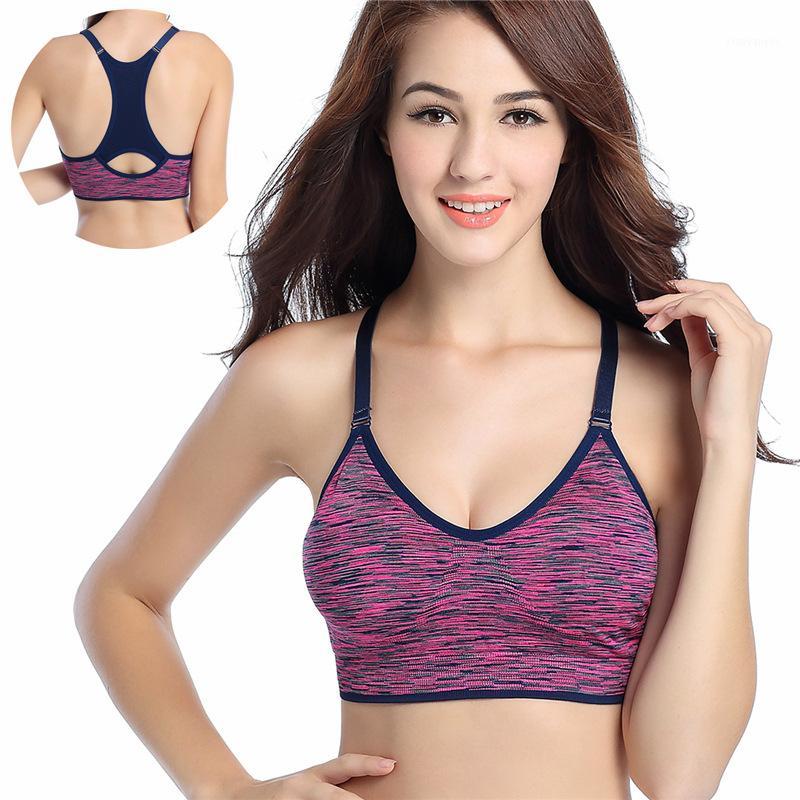 

Women Fitness Yoga Sports Bra For Running Gym Adjustable Spaghetti Straps Padded Top Seamless Top Athletic Vest S M L1, Blue