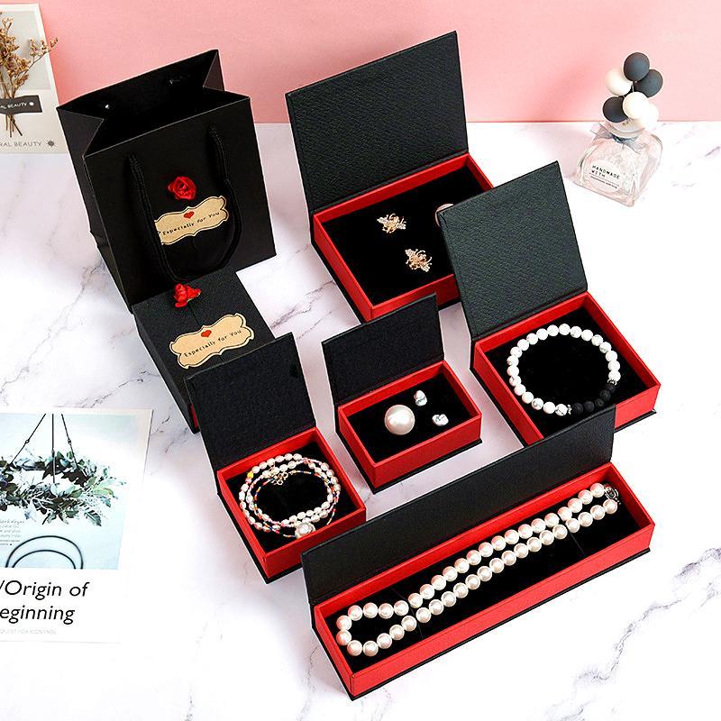 

10pcs/lot Jewelry Box Black Craft Paper Pure Color with Sponge for Earrings Bracelets Necklaces Display Case Gift Box1