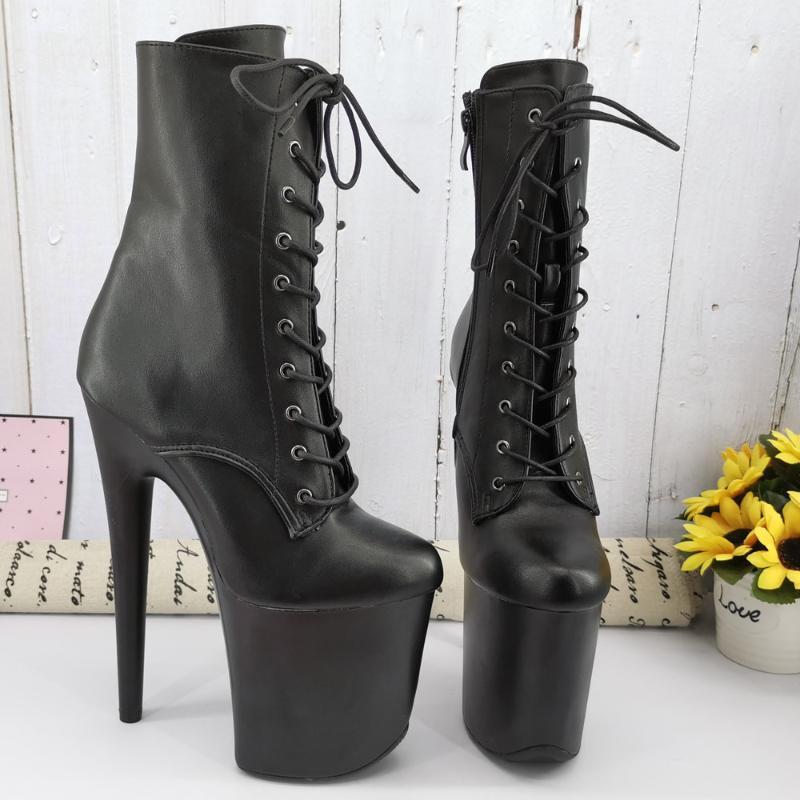 

Leecabe Black PU Color 20CM/8Inch Women's Platform party High Heels Pole Dancing boot1, Same as picture