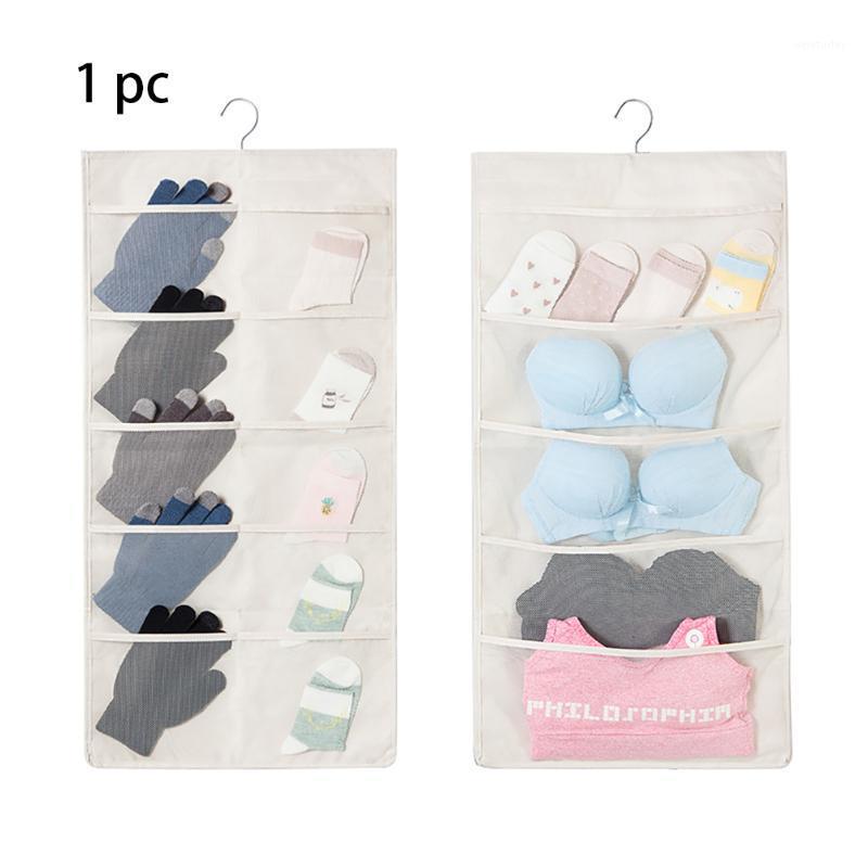 

Closet Oxford Fabric Socks Underwear Grid Classify Storage Bag Double Sided Hanging Wall Dorm Room Clothes Home Organizer1, Beige