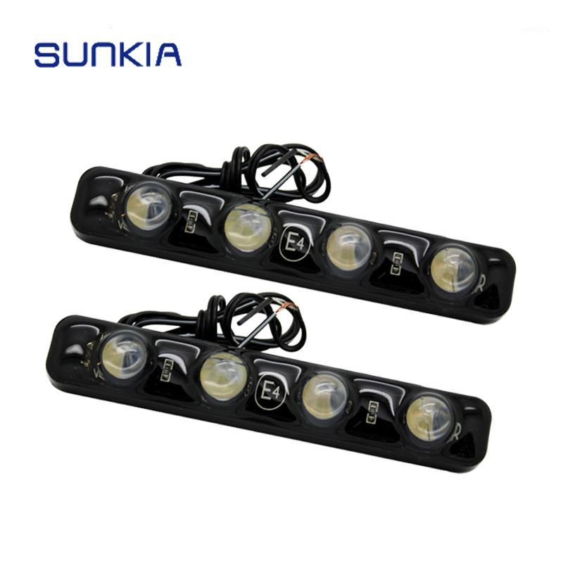 

SUNKIA LED Universal High Power Car 4LED Daytime Running Light DRL Fog Warning Decorative Lamp High Power 100% Waterproof1, As pic