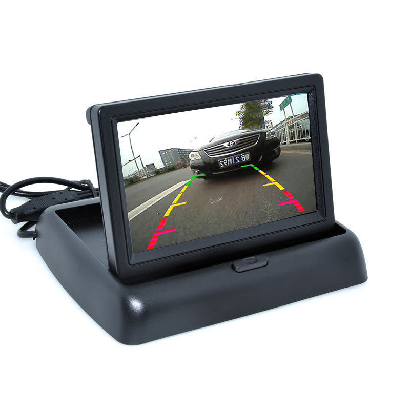 

4.3-inch folding car monitor LCD high-definition screen with intelligent display and two video inputs for reversing priority