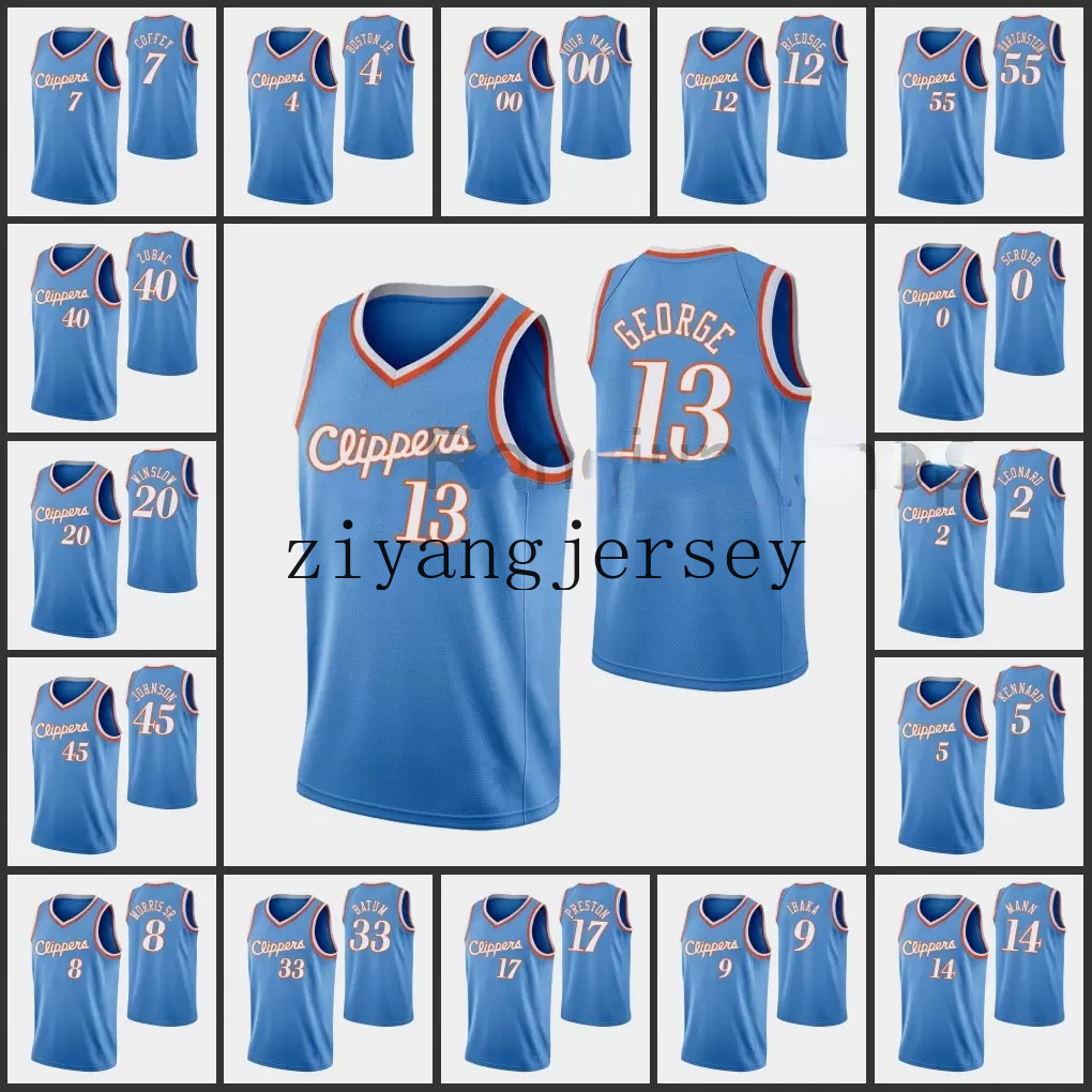 

75th Anniversary Diamond Basketball Jerseys 2021/22 Printed Eric Bledsoe Kawhi Leonard Paul George Marcus Morris Luke Kennard Reggie Jackson, Black;red