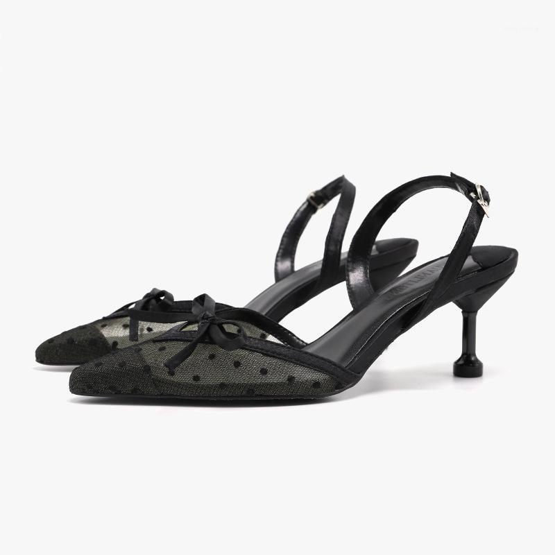 

Hot sale-2020 Slingback Lace Women Pumps Elegant Pointed toe Thin heeled Office lady Shoes High heels Female Sandals Summer Shoes1, Black