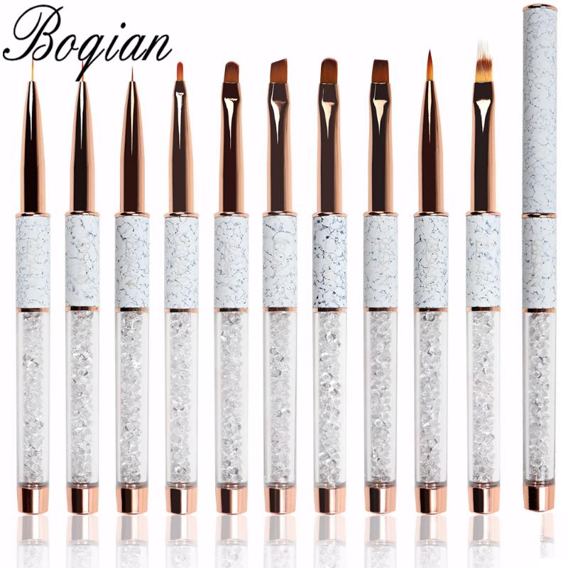 

Nail Brushes BQAN 10pcs Marbled Rose Gold Brush Gel For Manicure Acrylic UV Extension Pen Polish Painting Drawing