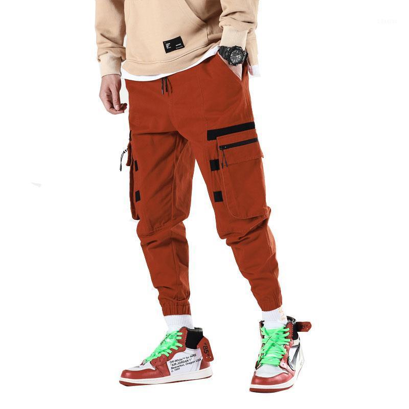 

Nice Fashion Harajuku Cotton Multi-Pockets Cargo Pants Men Casual Hip Hop Streetwear Casual Elastic Trousers Camo Tactical Pants1, Orange