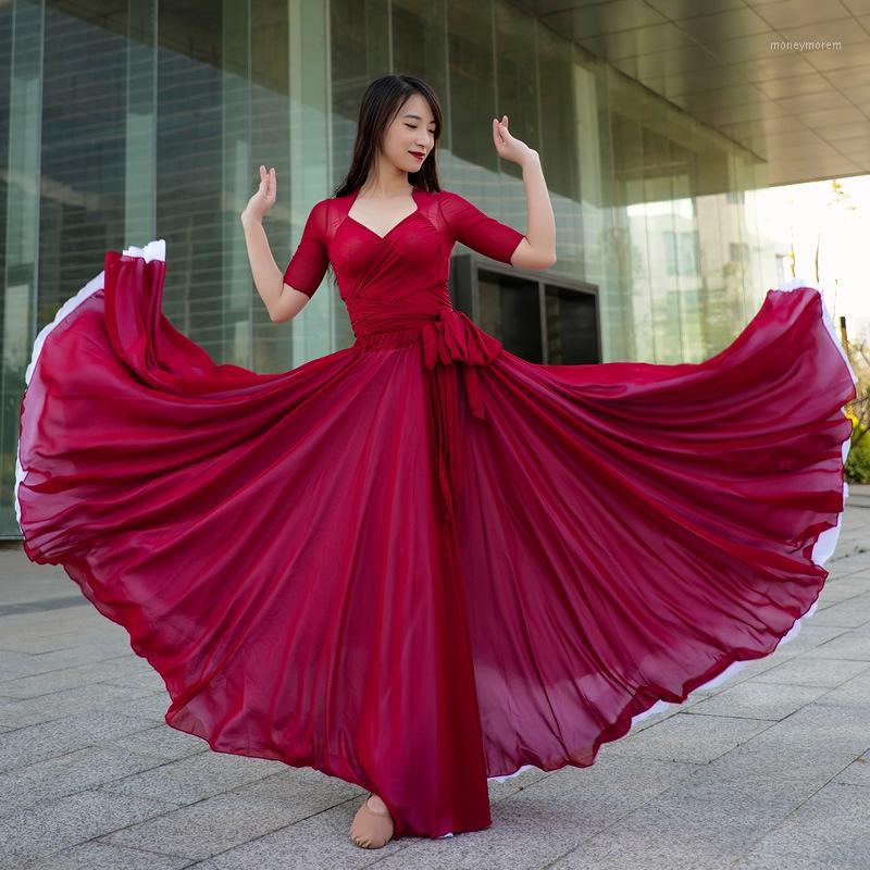 

Sexy Oriental Belly Dance Costume Summer Crop Top T Shirt Long Maxi Skirt Pleated for Women Dancing Clothes Dance Clothing Wear1, White top