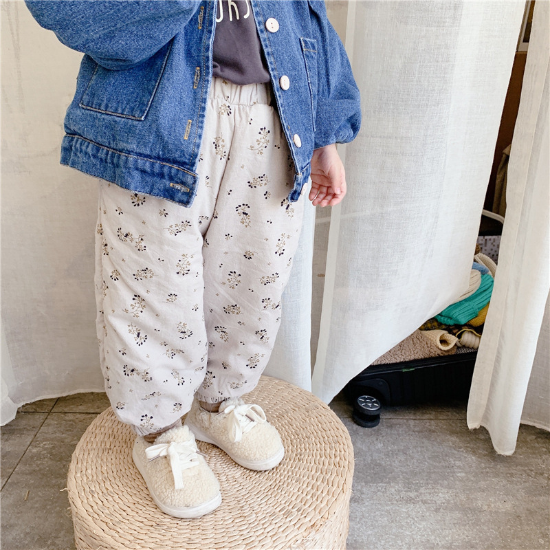 

2021 New Kids Autumn Winter Costumes Floral Plus Veet Casual Loose Harem Pants Children Warm Trousers By8e, 20679