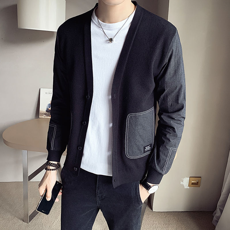 

2021 High quality Autumn Winter Sweater Handsome Off Wearing Hot Wire Men's Clothing Cardigan Mesh 34BS