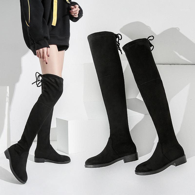 

Sexy High Heels Platform Size Shoes 2020 Long Boots Woman Overknee Elastic Boots Woman Increase1, Black