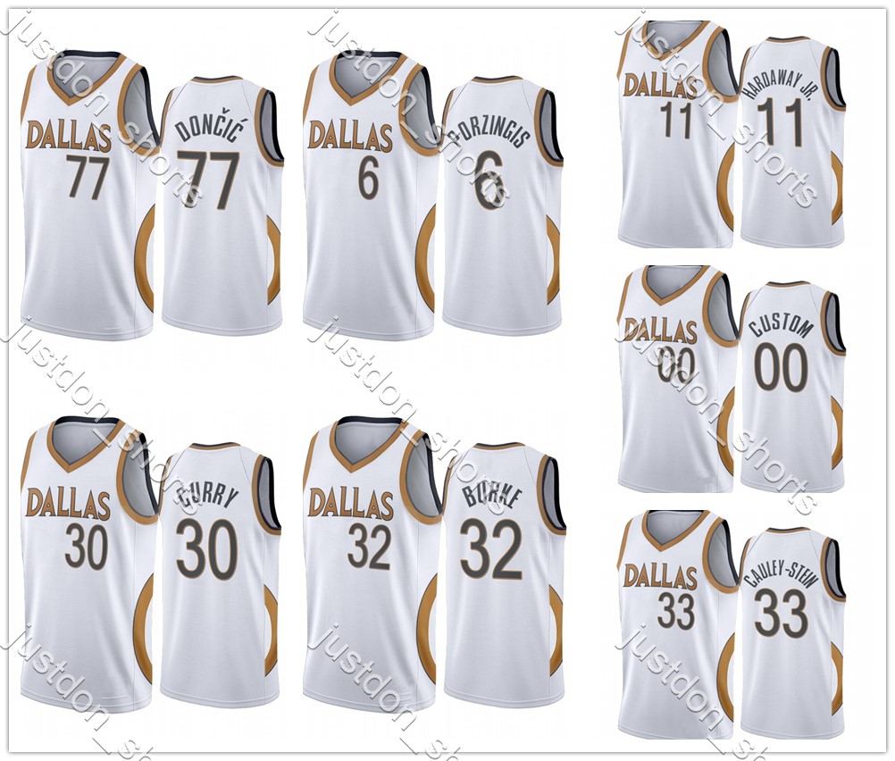 

Mens Doncic 77 Porzingis 6 Burke 32 Hardaway JR.11 Curry 30 Cauley-Stein 33 White Hot Press City New Edition Jerseys, Color1