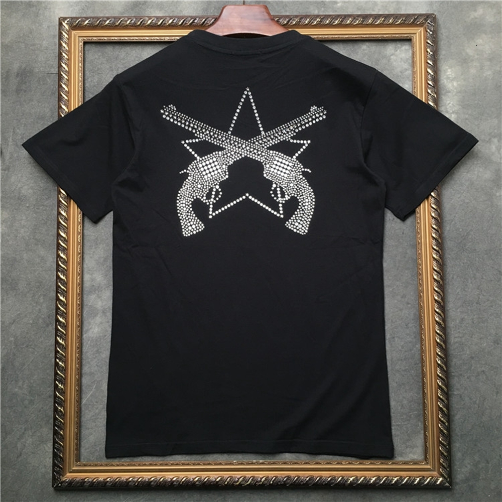 

Men's Short-sleeved T-shirt Rhinestone Revolver Women Shirts|streetwear 2191001553 Rn1l, Black