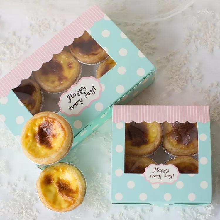 

10pcs Kraft paper box cake pvc window craft Jewelry box, packing cardboard box,blue wedding favors gift cookie box for candy1