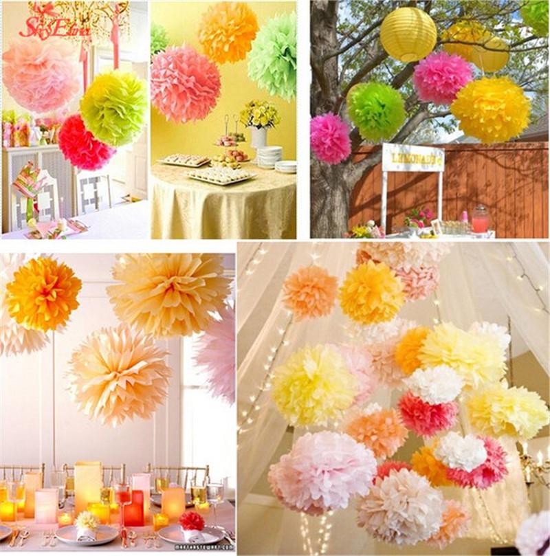 

10Pcs 15 20cm Pom Pom Tissue Wedding Decoration Events Accessories Paper Pompom Ball Party Supplies Baby Shower Birthday 7zsh014, Beige