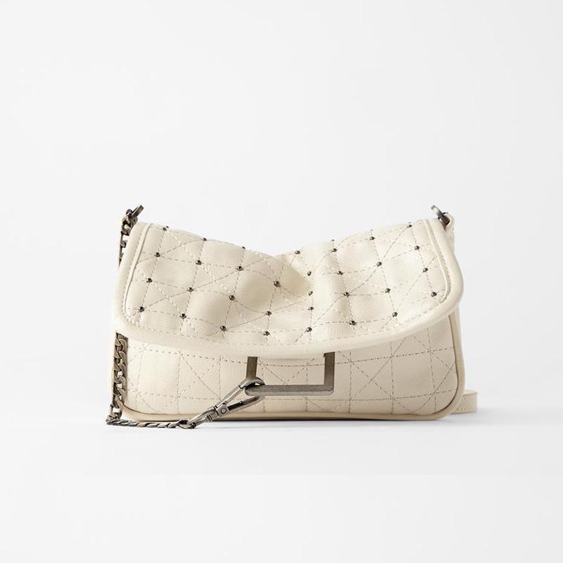 

Fashion Rivet Chains Women Crossbody Bags Designer Hobos Shoulder Bag Luxury Soft Leather Messenger Bag Large Tote Female Purses, Beige