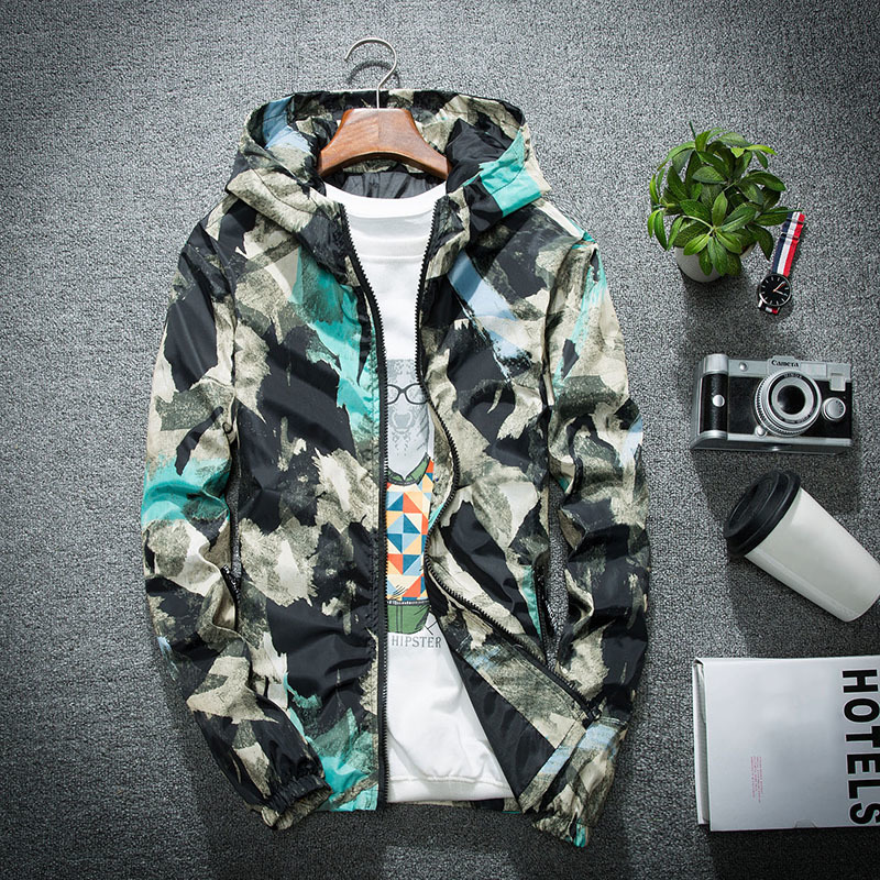 

Men Bomber Jacket Thin Slim Long Sleeve Camouflage Military Jackets Hooded 2019 Windbreaker Zipper Outwear Army Brand Clothing, Yellow
